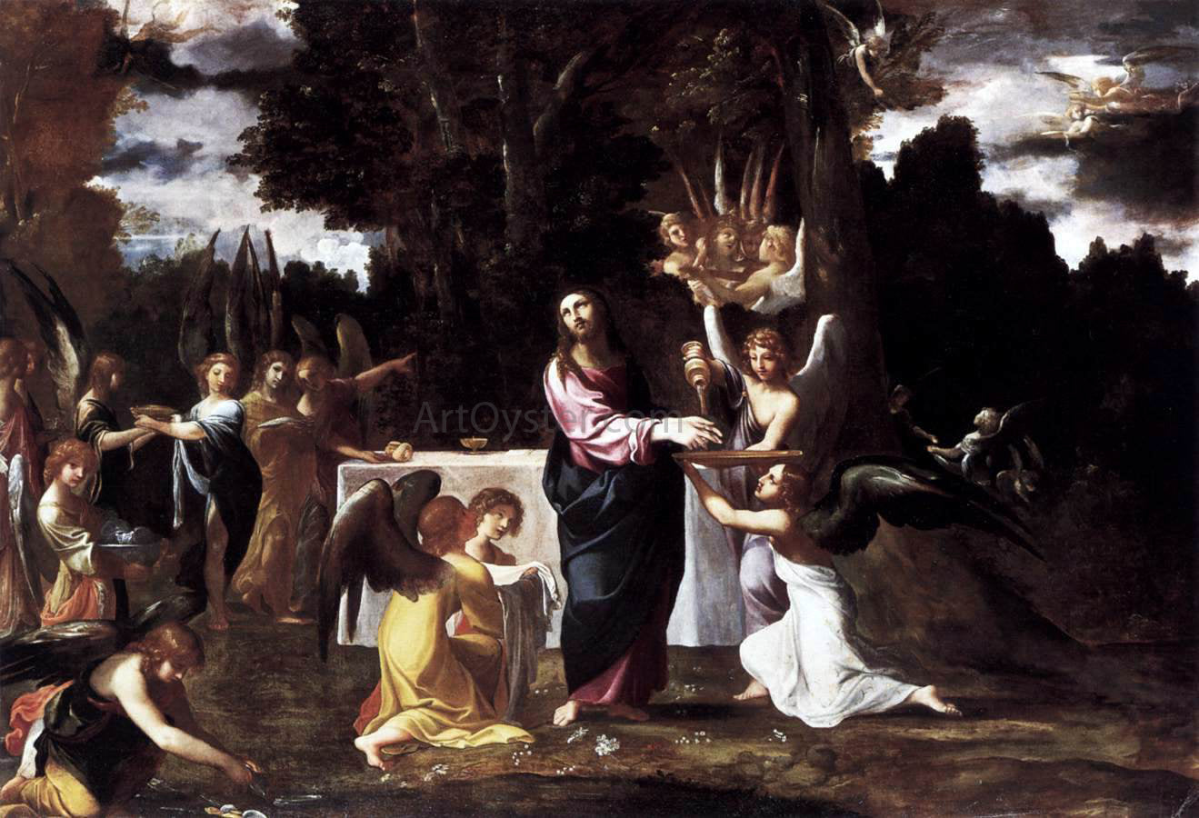  Lodovico Carracci Christ Served by Angels in the Wilderness - Hand Painted Oil Painting