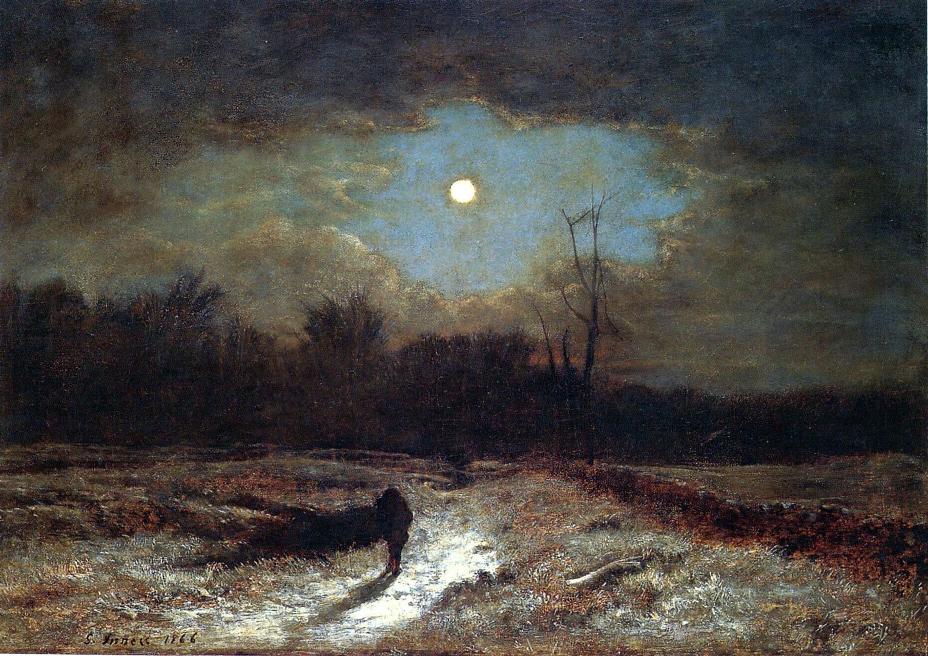  George Inness Christmas Eve (also known as Winter Moonlight) - Hand Painted Oil Painting