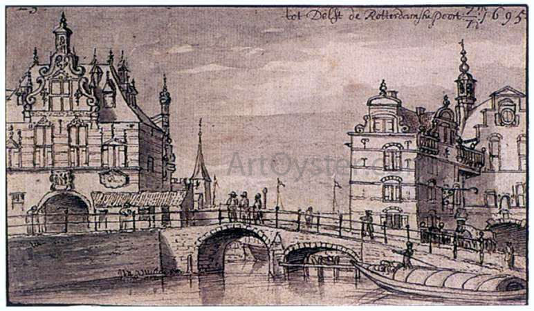  Josua De Grave City Facades of the Rotterdam and Schiedam Gates in Delft - Hand Painted Oil Painting