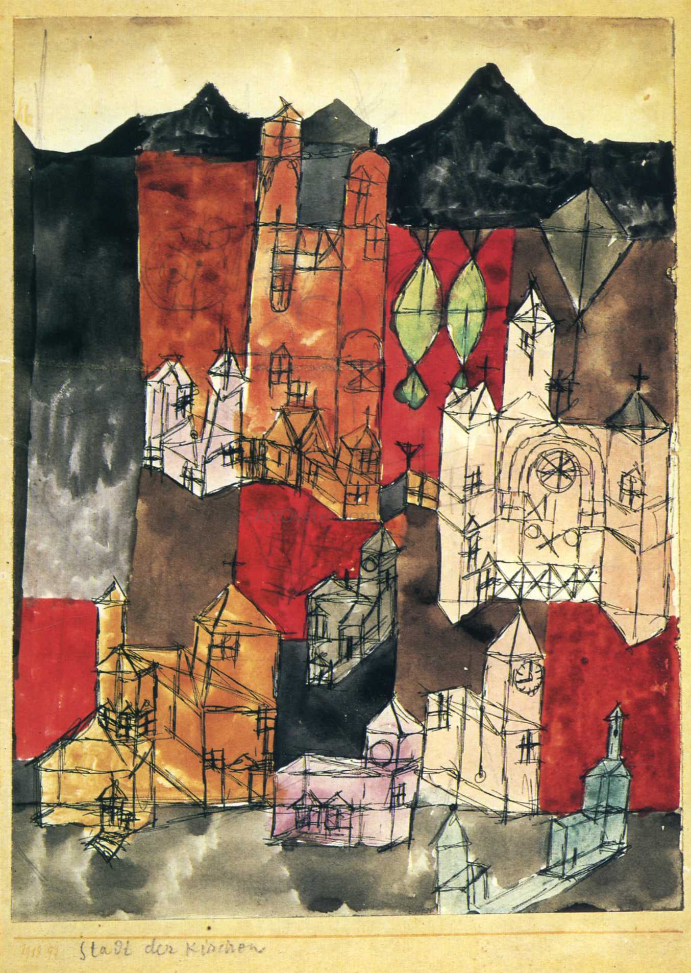  Paul Klee City of Churches - Hand Painted Oil Painting