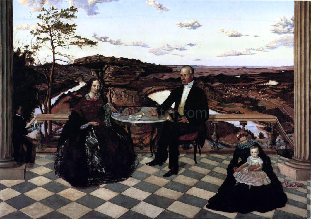  James Cameron Colonel and Mrs. James A. Whiteside, Son Charles and Servants - Hand Painted Oil Painting