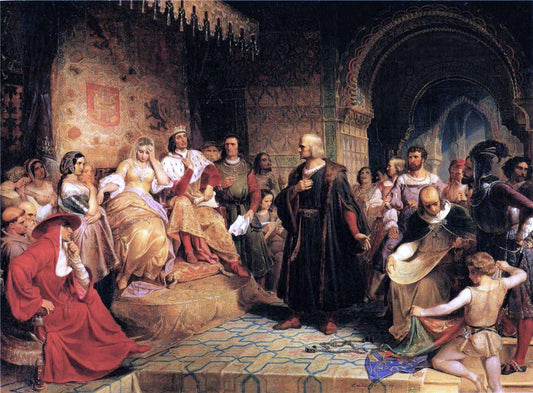  Emanuel Gottlieb Leutze Columbus Before the Queen - Hand Painted Oil Painting