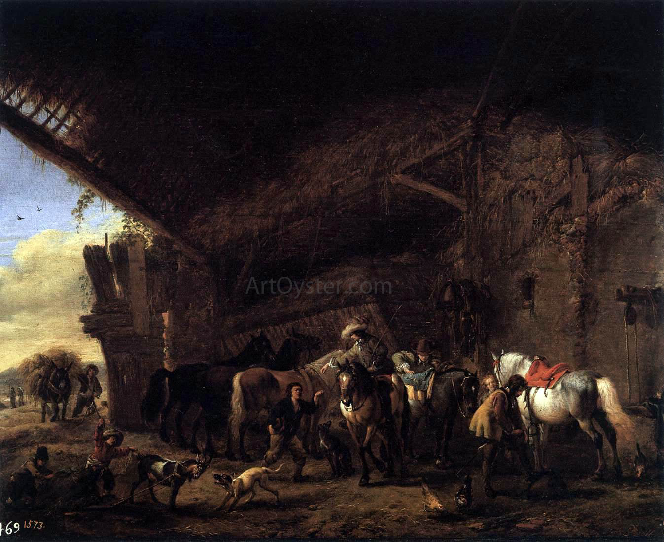  Philips Wouwerman Coming out of an Inn - Hand Painted Oil Painting