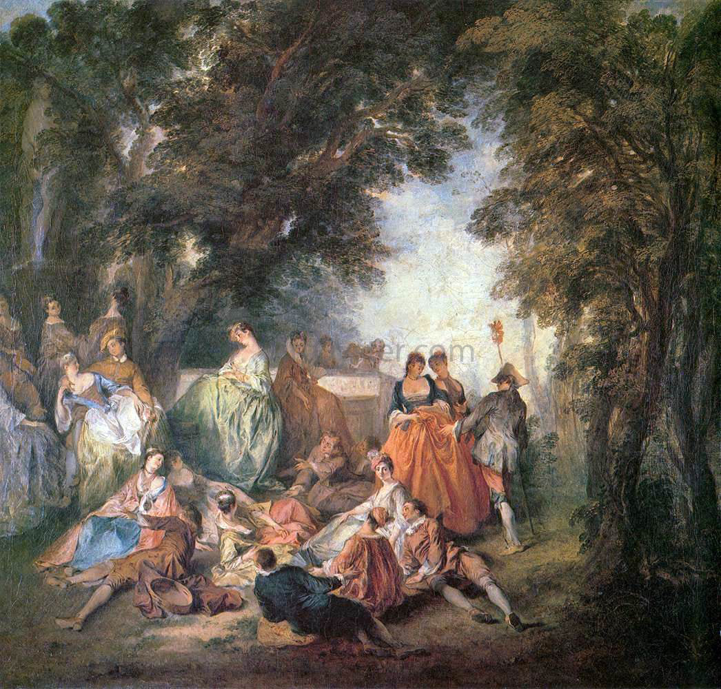  Nicolas Lancret Company in the Park - Hand Painted Oil Painting