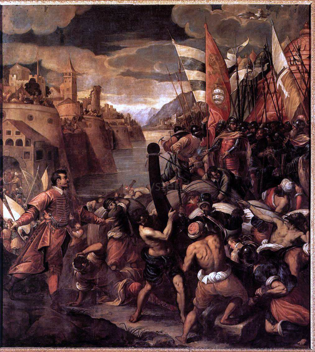  Antonio Vassilacchi Conquest of Tyre - Hand Painted Oil Painting