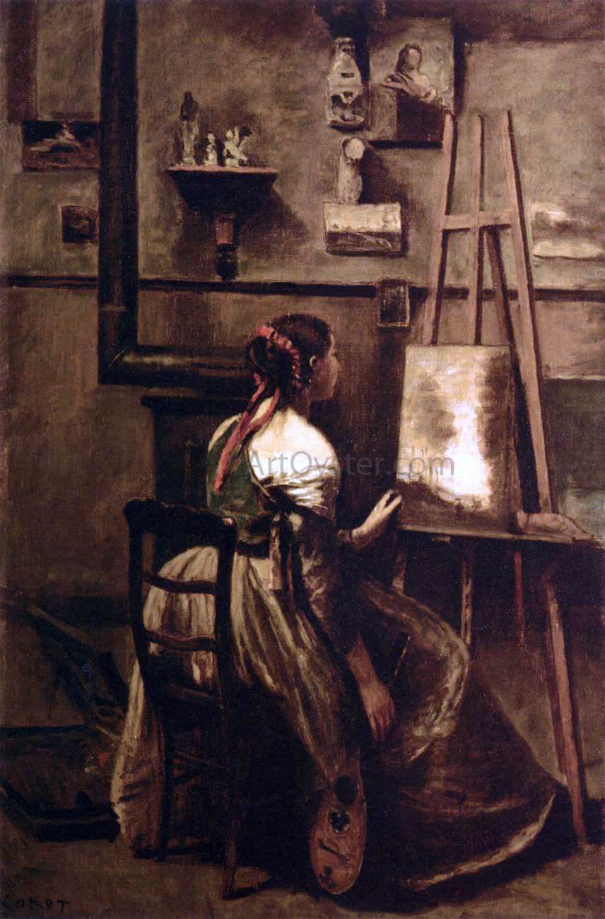  Jean-Baptiste-Camille Corot Corot's Studio - Hand Painted Oil Painting