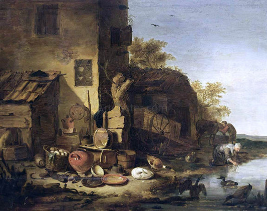  Egbert Van der Poel Cottage with a Still-Life of Kitchen Utensils - Hand Painted Oil Painting
