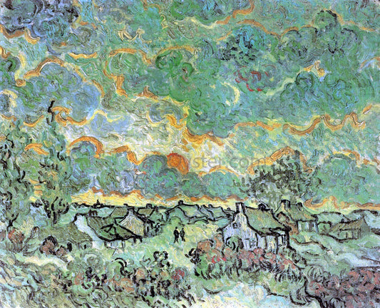  Vincent Van Gogh Cottages and Cypresses: Reminiscence of the North - Hand Painted Oil Painting