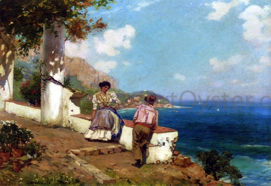 Carlo Brancaccio Courting Couple, Naples - Hand Painted Oil Painting