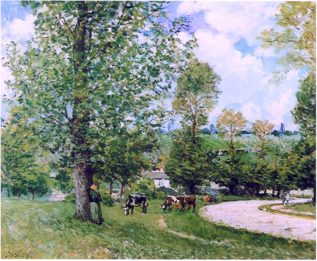 Alfred Sisley Cow Pasture near Louveciennes - Hand Painted Oil Painting