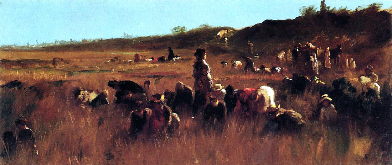  Eastman Johnson Cranberry Pickers, Nantucket - Hand Painted Oil Painting
