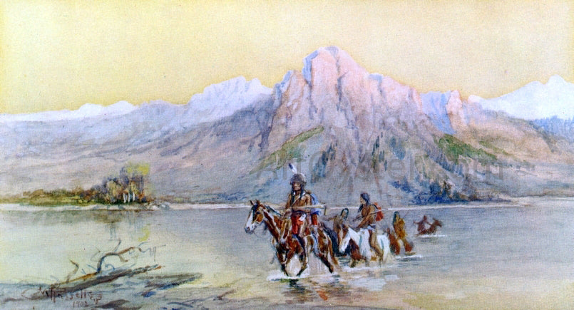  Charles Marion Russell Crossing the Missouri, #1 - Hand Painted Oil Painting
