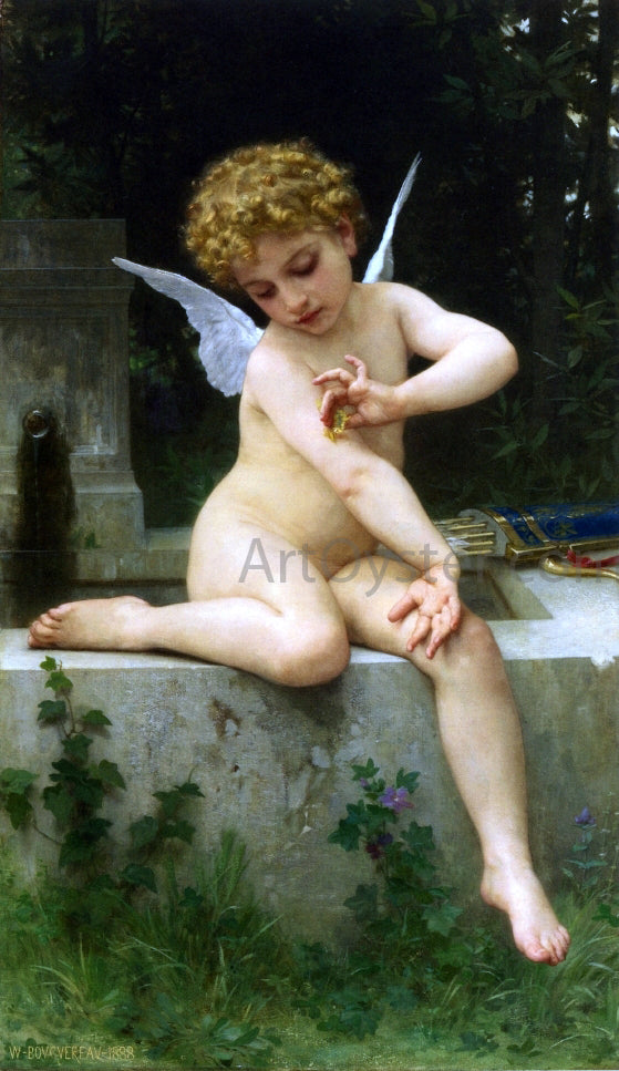  William Adolphe Bouguereau Cupid with Butterfly - Hand Painted Oil Painting