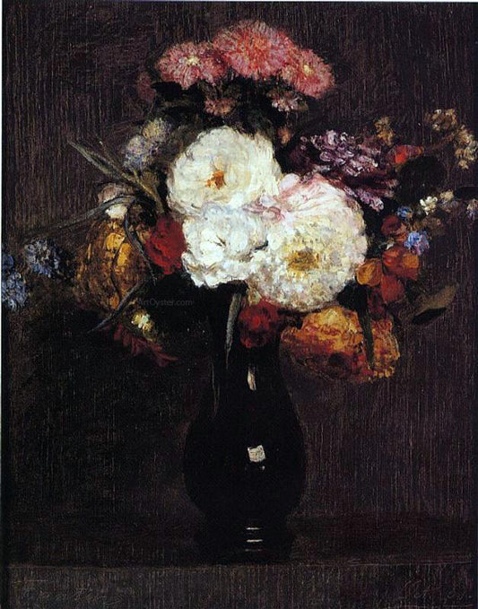  Henri Fantin-Latour Dahlias, Queens Daisies, Roses and Corn Flowers - Hand Painted Oil Painting