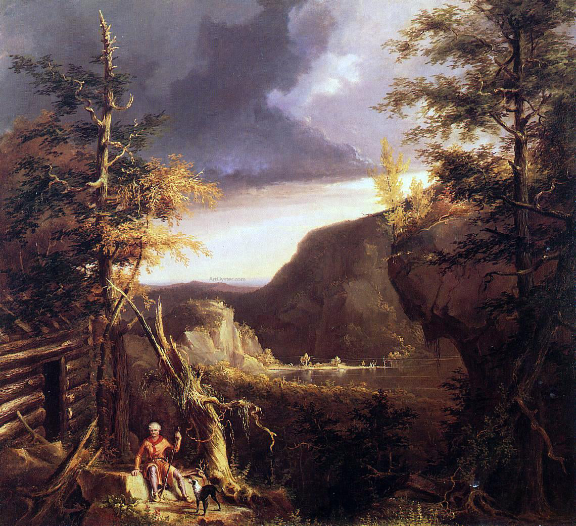  Thomas Cole Daniel Boone Sitting at the Door of His Cabin on the Great Osage Lake, Kentucky - Hand Painted Oil Painting