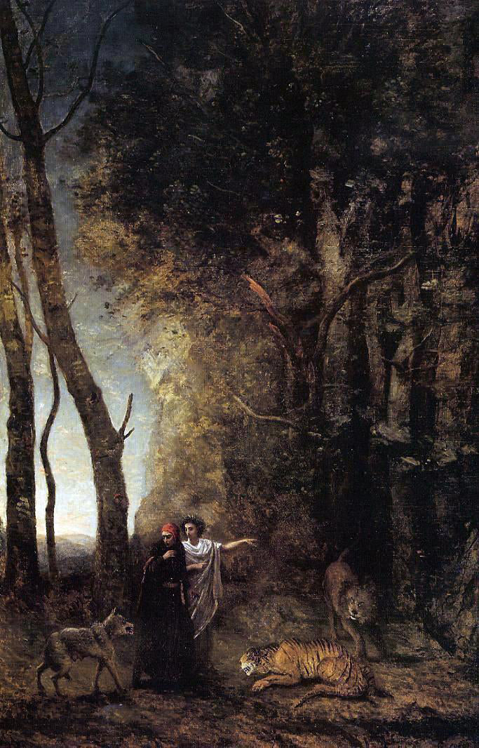  Jean-Baptiste-Camille Corot Dante and Virgil - Hand Painted Oil Painting
