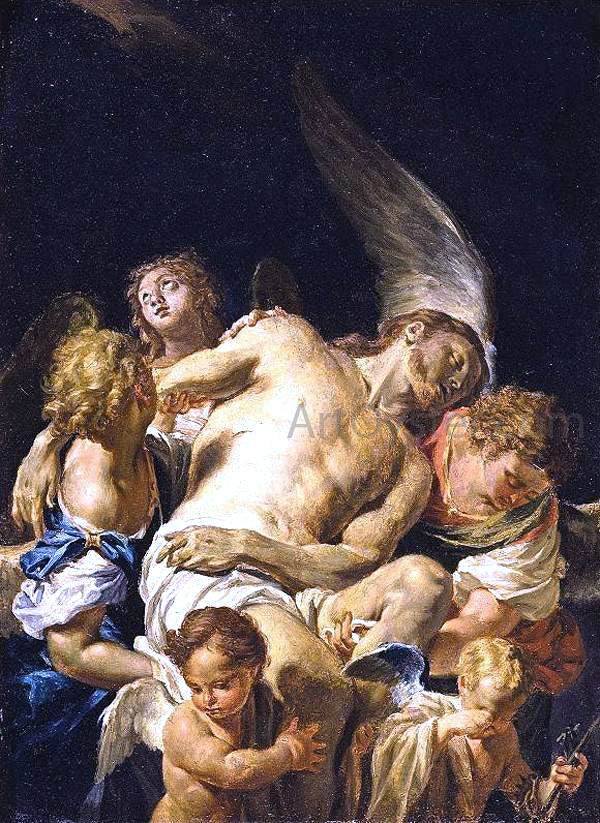  Francesco Trevisani Dead Christ Supported by Angels - Hand Painted Oil Painting