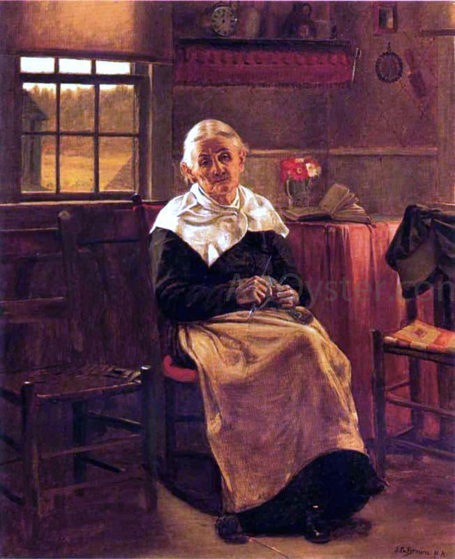  John George Brown Dear Old Grannie - Hand Painted Oil Painting