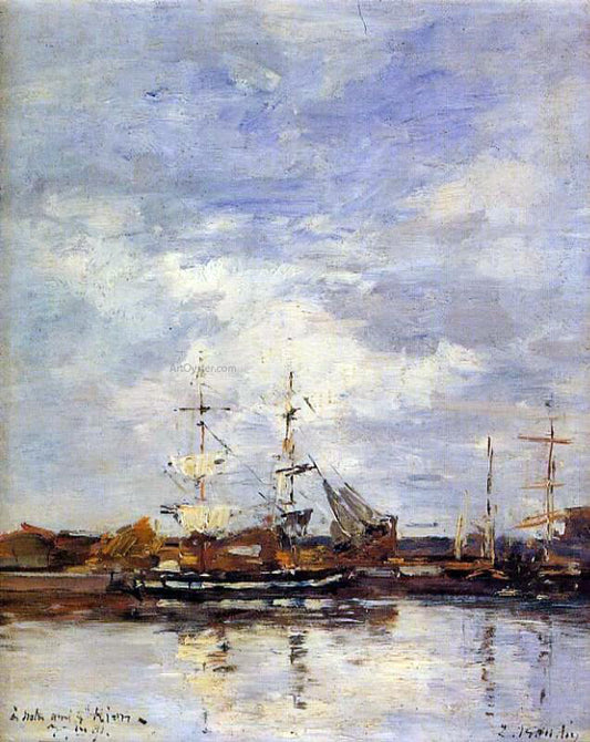  Eugene-Louis Boudin Deauville Harbor - Hand Painted Oil Painting