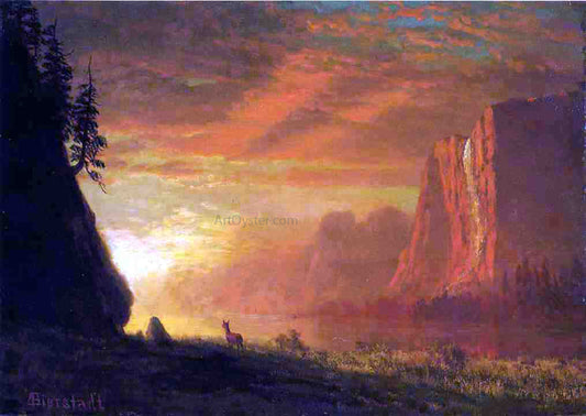  Albert Bierstadt Deer at Sunset - Hand Painted Oil Painting
