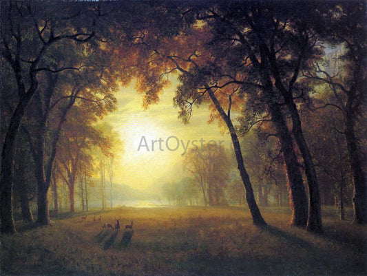  Albert Bierstadt Deer in a Clearing - Hand Painted Oil Painting