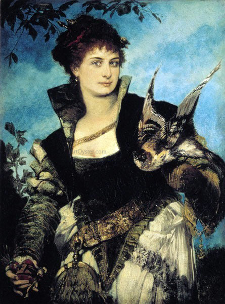  Hans Makart Die Falknerin - Hand Painted Oil Painting