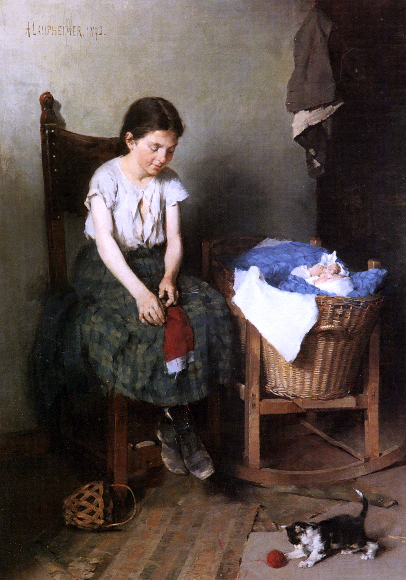  Anton Laupheimer Die Grosse Schwester - Hand Painted Oil Painting