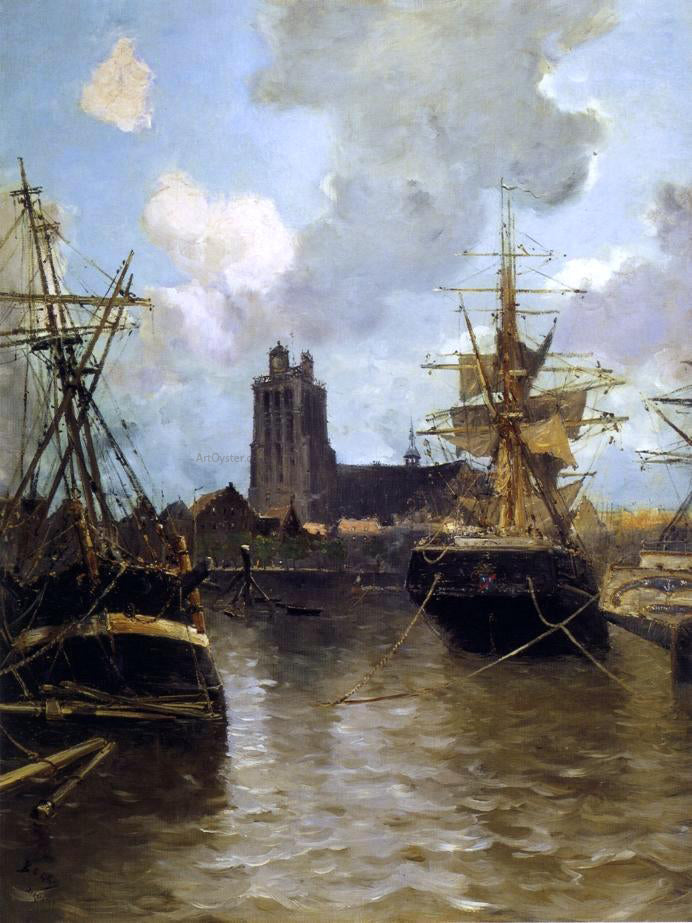  Frank Myers Boggs Dordrecht Harbor - Hand Painted Oil Painting