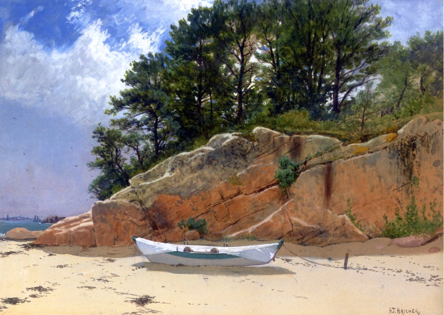  Alfred Thompson Bricher Dory on Dana's Beach, Manchester-by-the-Sea, Massachusetts - Hand Painted Oil Painting