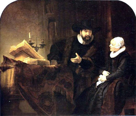 Rembrandt Van Rijn Double Portrait of Cornelisz Claesz Anslo and his Wife Aeltje Gerritsdr Schouten - Hand Painted Oil Painting