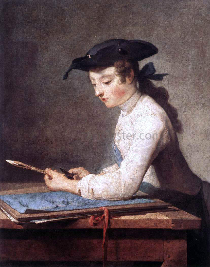  Jean-Baptiste-Simeon Chardin Draughtsman - Hand Painted Oil Painting