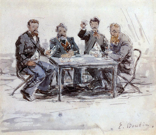  Eugene-Louis Boudin Drinkers on the Farm at Saint-Simeon - Hand Painted Oil Painting