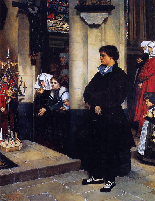  James Tissot During the Service (also known as Martin Luther's Doubts) - Hand Painted Oil Painting