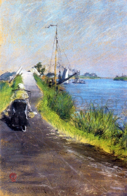  William Merritt Chase Dutch Canal (also known as Canal Path Holland) - Hand Painted Oil Painting