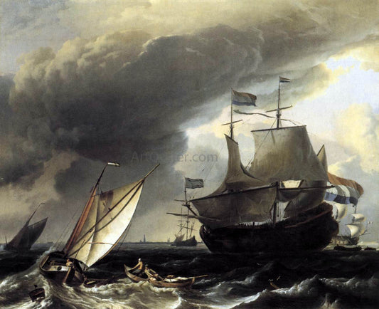  Ludolf Backhuysen Dutch Vessels on the Sea at Amsterdam - Hand Painted Oil Painting