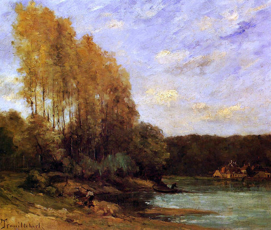  Paul Desire Trouillebert Early Autumn on a Lake - Hand Painted Oil Painting