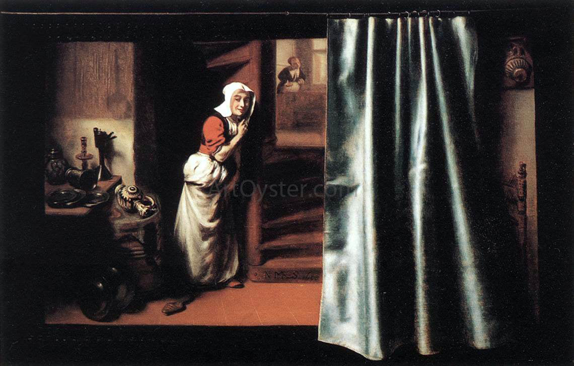  Nicolaes Maes Eavesdropper with a Scolding Woman - Hand Painted Oil Painting