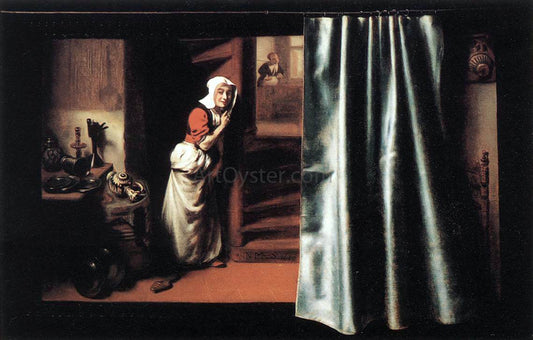  Nicolaes Maes Eavesdropper with a Scolding Woman - Hand Painted Oil Painting