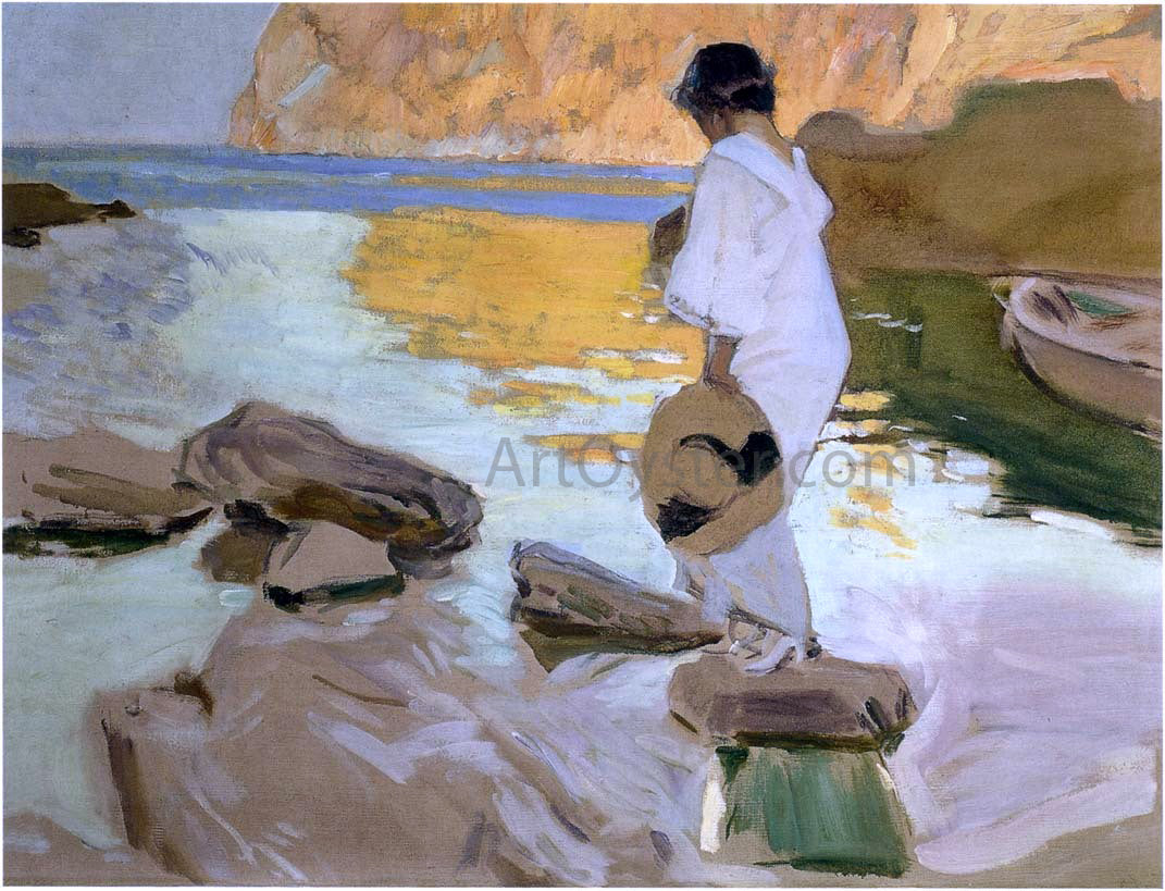  Joaquin Sorolla Y Bastida Elena in Cove, San Vicente at Majorca - Hand Painted Oil Painting