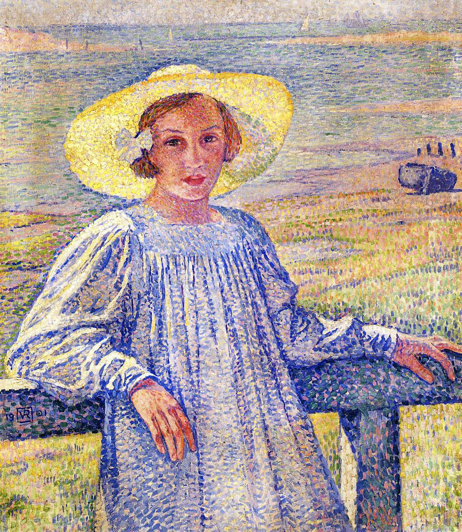  Theo Van Rysselberghe Elisaeth van Rysselberghe in a Straw Hat - Hand Painted Oil Painting