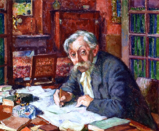  Theo Van Rysselberghe Emile Verhaeren Writing - Hand Painted Oil Painting