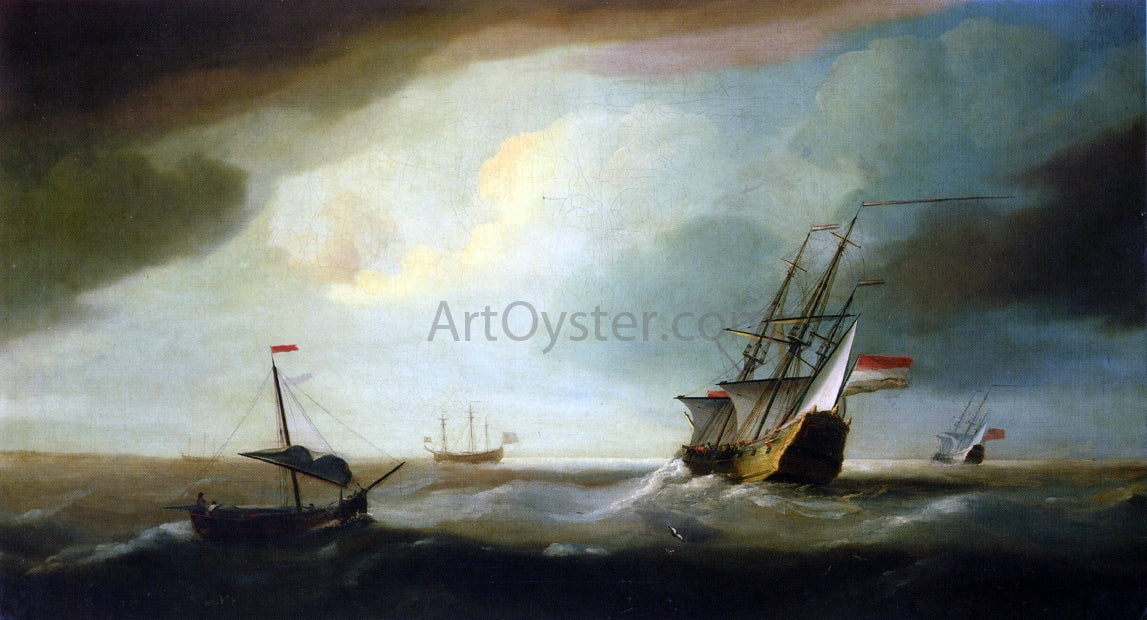  Thomas Allen English and Dutch Men of War in a Swell - Hand Painted Oil Painting