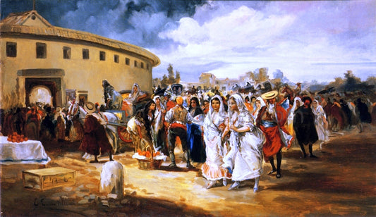  Eugeno Lucas Y Villamil Entering the Bull Ring in Sunshine - Hand Painted Oil Painting