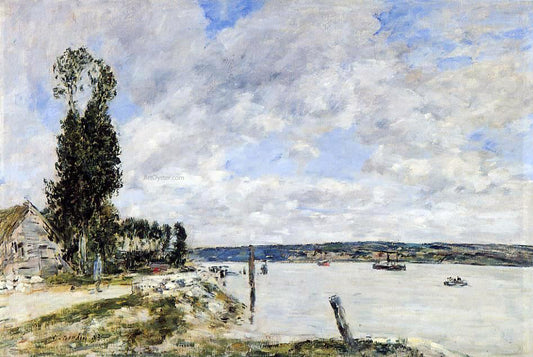  Eugene-Louis Boudin Environs de Quillebeuf, Le Bac de la Mailleraye - Hand Painted Oil Painting