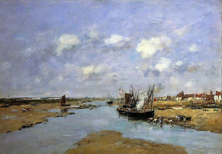  Eugene-Louis Boudin Etaples, La Canache, Low Tide - Hand Painted Oil Painting