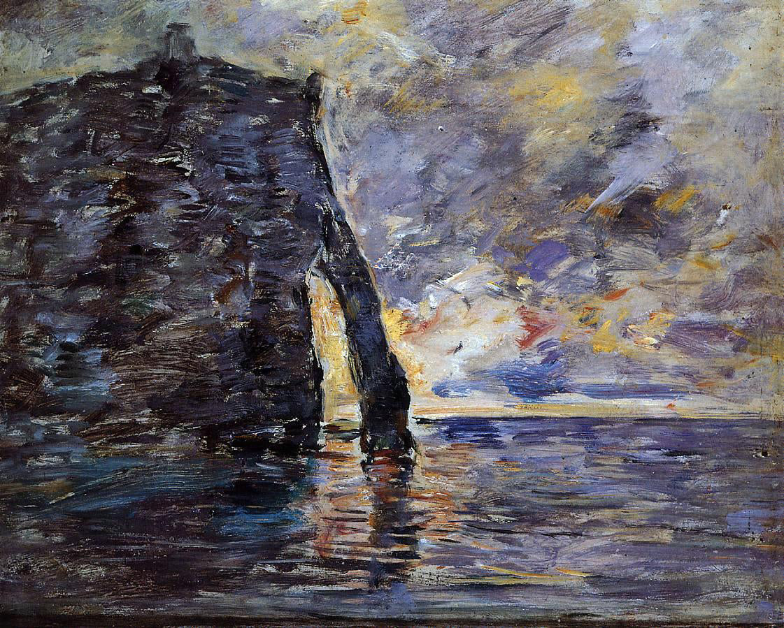  Eugene-Louis Boudin Etretat: Le Falaise d'Aval - Hand Painted Oil Painting