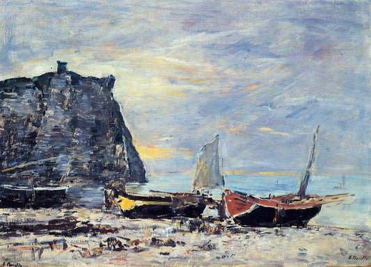  Eugene-Louis Boudin Etretat, the Cliff of Aval - Hand Painted Oil Painting