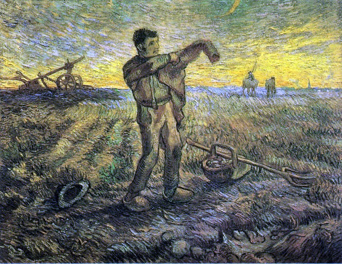  Vincent Van Gogh Evening: The End of the Day (after Millet) - Hand Painted Oil Painting