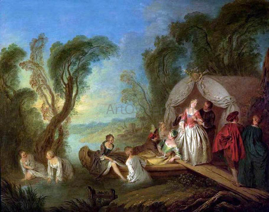  Jean Joseph Pater Fete Galante: La Barque de Plaisir - Hand Painted Oil Painting