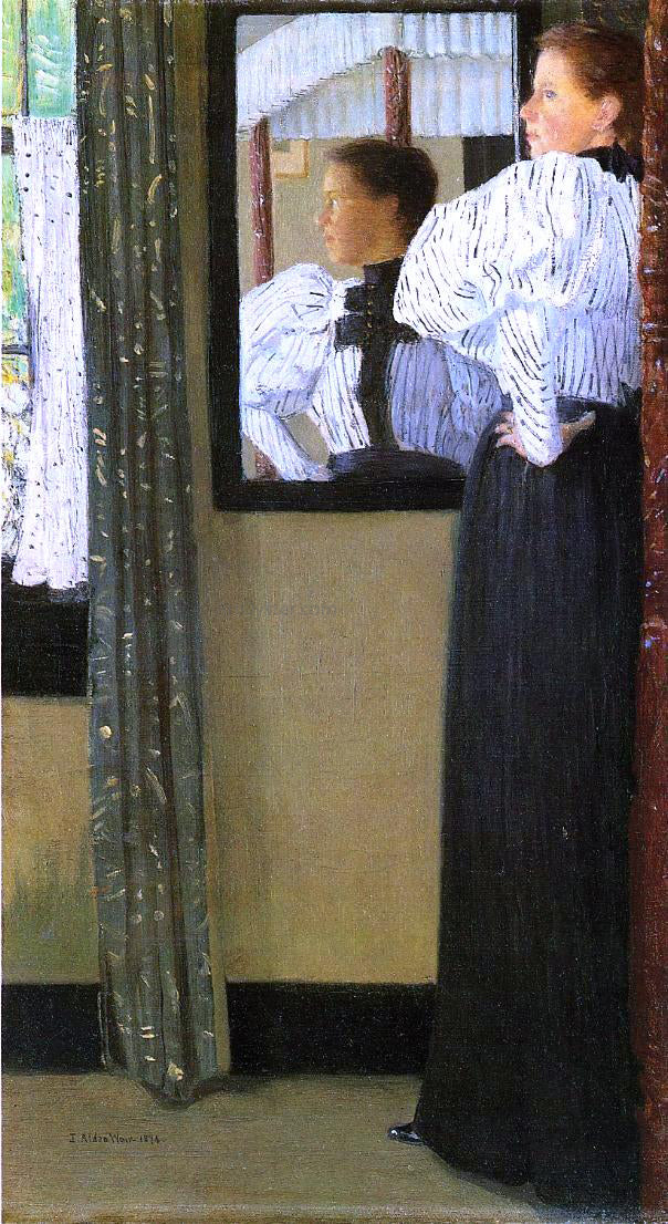  Julian Alden Weir Face Reflected in a Mirror - Hand Painted Oil Painting